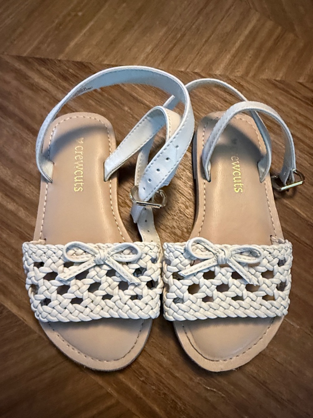 Crewcuts Ivory Braided Bow Ankle-Strap Sandals K10